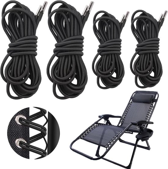 Universelle Gummiseile Für Relaxsessel, 8 Stück, Für Zero Gravity Sessel, Klappstühle Und Relaxsessel, Schwarz