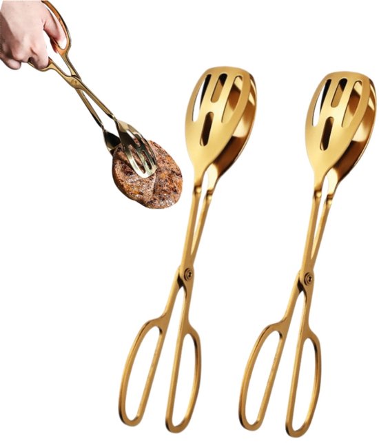 Küchenzange Fleischzange Servierzange Grillzange Salatzange Küchenzange Aus Edelstahl Küchenhelfer Für Steak, Waffeln Grillzange 2 Teilig