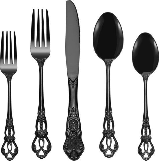 Royal Black Besteckset 20 Teilig Hochglanz Edelstahl