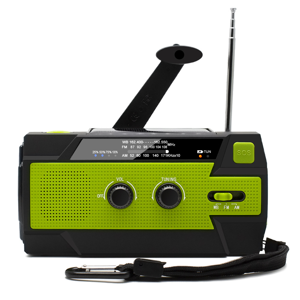 Solarbetriebenes Notradio 2.0, Notradio Mit Handkurbel, Tragbare Am/fm-radios, Handy-taschenlampenladegerät (grün)