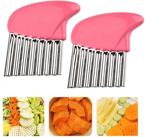 2 Teiliger Wellenschneider Wellenschneider Aus Edelstahl Pommes Schneider Wellenschneider Für Gemüse Waffelpommes Schneider Küchenhelfer Für Kart