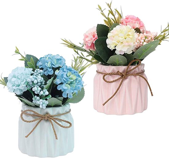 Künstliche Blumen Im Topf Künstliche Blumen Dekorative Pflanzen Hortensien Seidenblumen Blumenstrauß In Keramikvase Künstliche Pflanzen Dekoratio