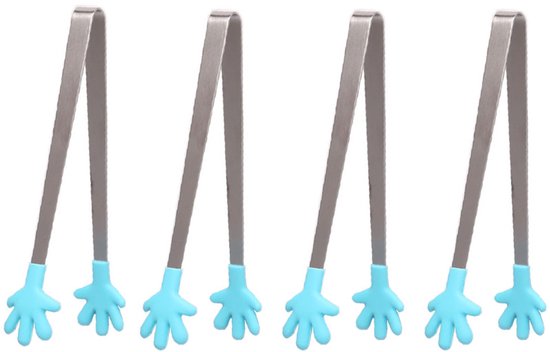 4 Teiliges Mini Gastronomiezangen Set Kleine Silikonclips Silikon Gastronomiezangen Handflächenförmig Edelstahlgriffe Küchenhelfer Griffig Für Ei