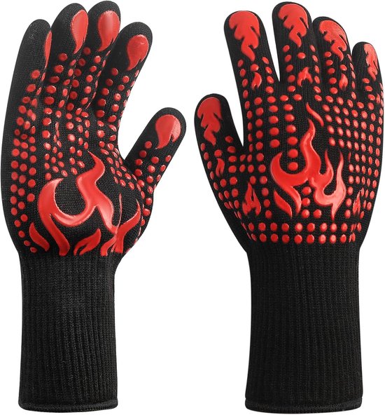 2 Hitzebeständige Handschuhe Grillhandschuhe Ofenhandschuhe Ofenhandschuhe Küchenhandschuhe Ofenzubehör Silikon Schwarz