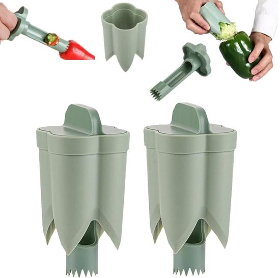 2 Teiliger Paprikasäer 2 In 1 Paprikaschneider Paprikasäer Schnellschneider Zum Entfernen Des Strunks Von Paprika Paprikaschneider Für Küche, Hau