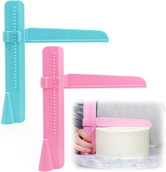 2 Teiliges Teigspatel Set Verstellbarer Kuchenspatel Multifunktionales Backutensil Blau Und Rosa