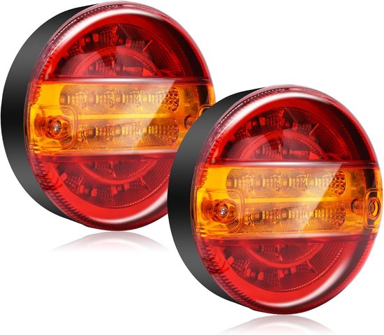 20 Led Rückleuchten Für Anhänger 12 V, Rund Rot/gelb