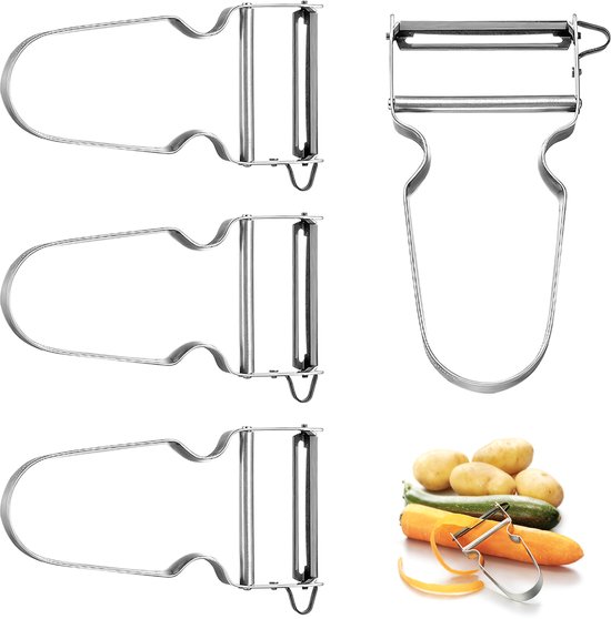 Gemüseschäler Set 4 Teilig Gemüseschneide Und Schälwerkzeuge Obst Und Gemüseschäler Melonen Und Kartoffelschäler Ergonomisch / Leicht Zu Reinigen