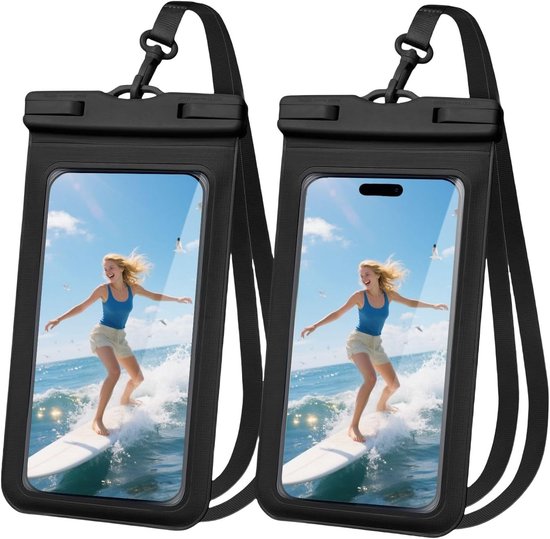 Wasserdichte Handyhülle, 2 Teilige, Verstellbare Handyhülle Aus Pvc Für Schwimmen Und Regen, Wasserdichte Strandtasche Für Unterwasserhandys, Für
