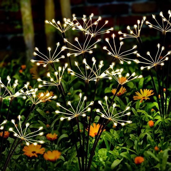 2 Stück Solar Gartenleuchten In Feuerwerksform 100 Leds 2 Leuchtmodi Wasserdicht Für Gartenwege Gartendekoration