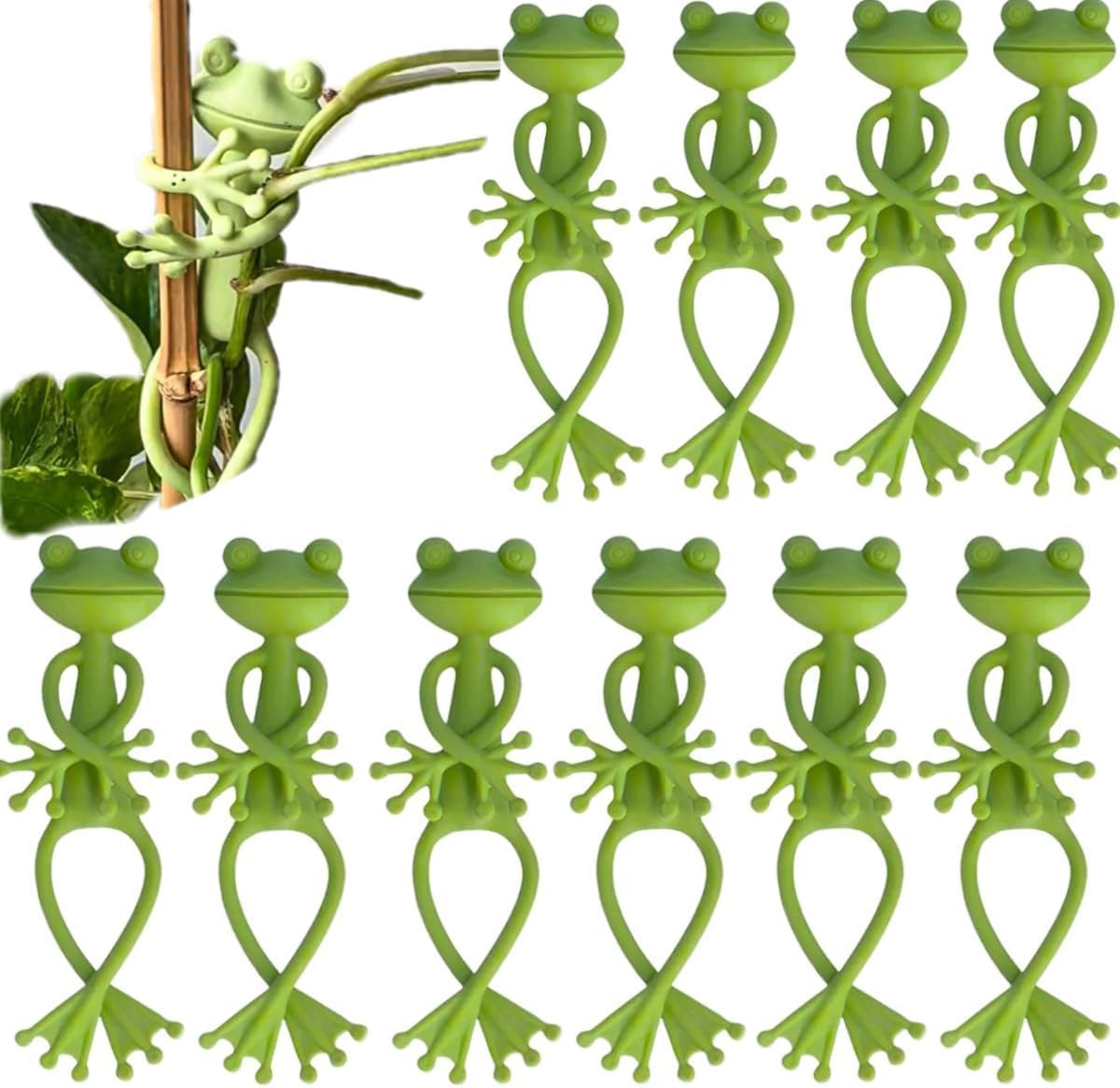 Frosch-pflanzenständer, Niedlicher Frosch-blumentopf, Kletterpflanzenhalterung Mit Clips, Grüne Frosch-pflanzenstützen Für Aufrecht Wachsende Pflanzen (10 Stück)