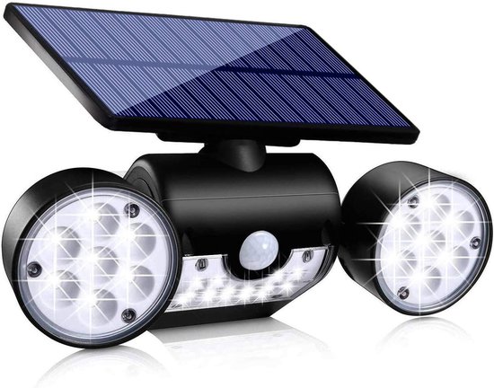 Solarbetriebene Außenbeleuchtung Bewegungsmelder Sicherheitsleuchten Solar Wandleuchten Mit Doppelstrahlern Led, Wasserdicht, 360° Verstellbar Fü