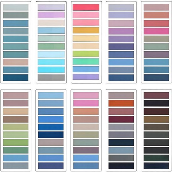 2.000 Selbstklebende Lesezeichen Mit Integriertem Lineal, 10 Verschiedene Farben Und Designs, Notizblöcke, Beschreibbare Etiketten, Für Zuhause,