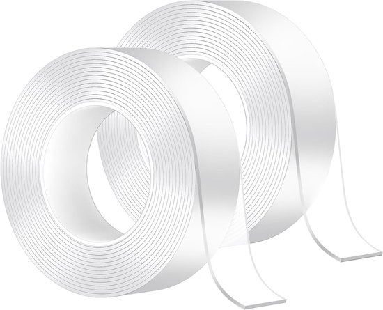 2 Rollen Doppelseitiges Nanoklebeband Ultrastark, Transparent, Rückstandsfrei Entfernbar Für Teppiche, Fotowände, Küchen, Haushalt Und Autos (25