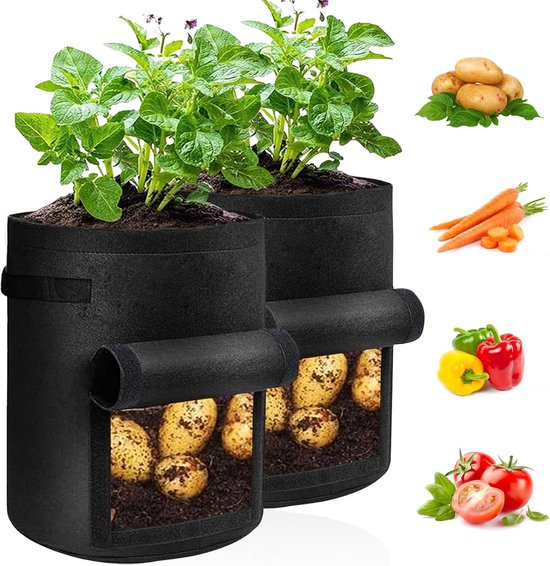 Kartoffelpflanzsäcke 38 Liter Schwarz 2er Set