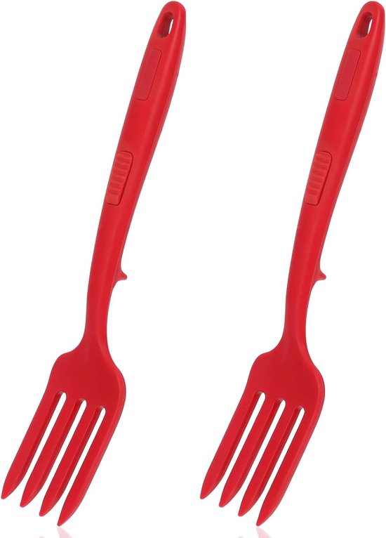 2 Flexible Silikon Kochgabeln 30 Cm Hitzebeständig Zum Mischen, Pürieren, Eierschlagen Und Backen Rot