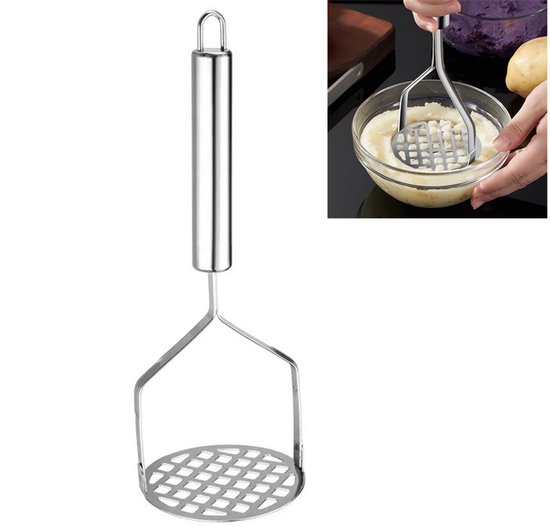 Kartoffelstampfer Aus Edelstahl Kartoffelstampfer Handstampfer Aufhängbar Komfortabler Griff Küchenstampfer Für Kartoffeln, Knoblauch, Ingwer Und