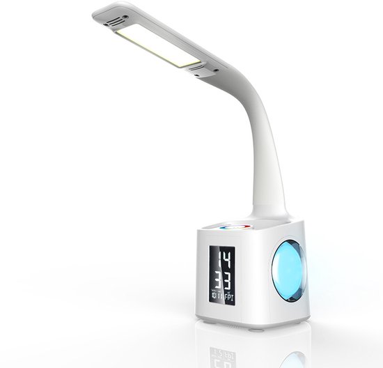 Schreibtischlampe Mit Led Stifthalter, Wiederaufladbarem Akku, Kalender, Wecker, Nachtlicht, Einstellbarer Helligkeit Und Blaulichtfilter Für Kin