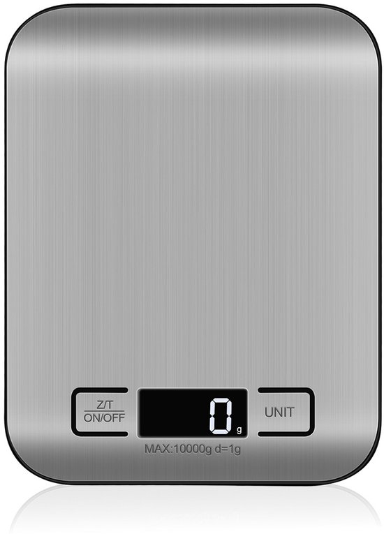 Digitale Küchenwaage 10 Kg Edelstahl 304 Mit Lcd Display Und Tara Funktion, Kompakt Zum Backen Und Kochen