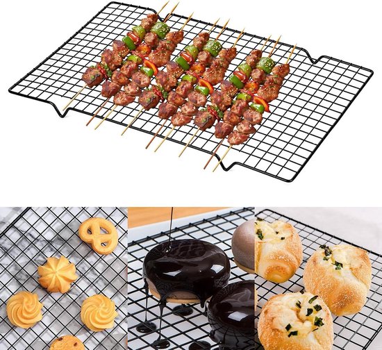 2 Teiliges Backgitter Kuchenkühlgitter Tortenrost Grillrost 40 × 25 Cm Schwarz