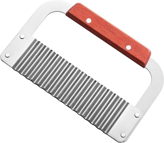 Geripptes Messer Kartoffelschneider Aus Edelstahl Robustes Schneidwerkzeug Mit Wellenklinge Und Holzgriff, Für Karotten Und Gemüse