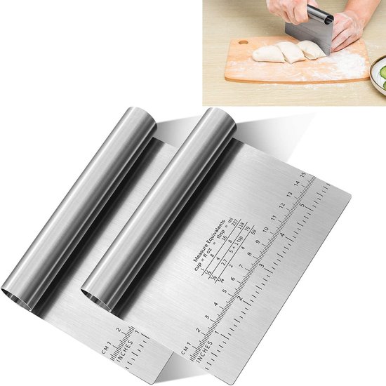 Teigschneider Multifunktionale Messskala Teigschaber Teigausstecher Teigglätter Küchenschaber Edelstahl Inklusive Messeinheiten Kuchen Und Pizzas