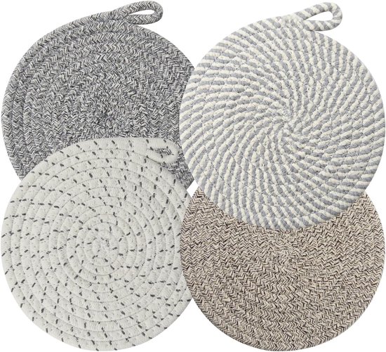 Set Mit 4 Hitzebeständigen Isoliermatten Hitzebeständige Baumwollmatte Runder Platzdeckchen (20 Cm) Für Küchenschüsseln, Töpfe, Pfannen Und Telle