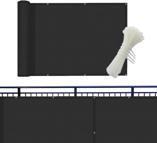Balkon Sichtschutz, Wasserdicht, Transparenter Uv Schutz, Mit Kordelzug, Für Balkon, Garten, Sonnenschutz Im Freien, Cremeweiß, 0,9 X 3 M