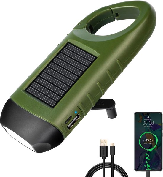 Manuelle, Solarbetriebene Taschenlampe, Kompakte, Wiederaufladbare Usb Taschenlampe Mit Led Licht, Tragbare Überlebenstaschenlampe, Schnellversch