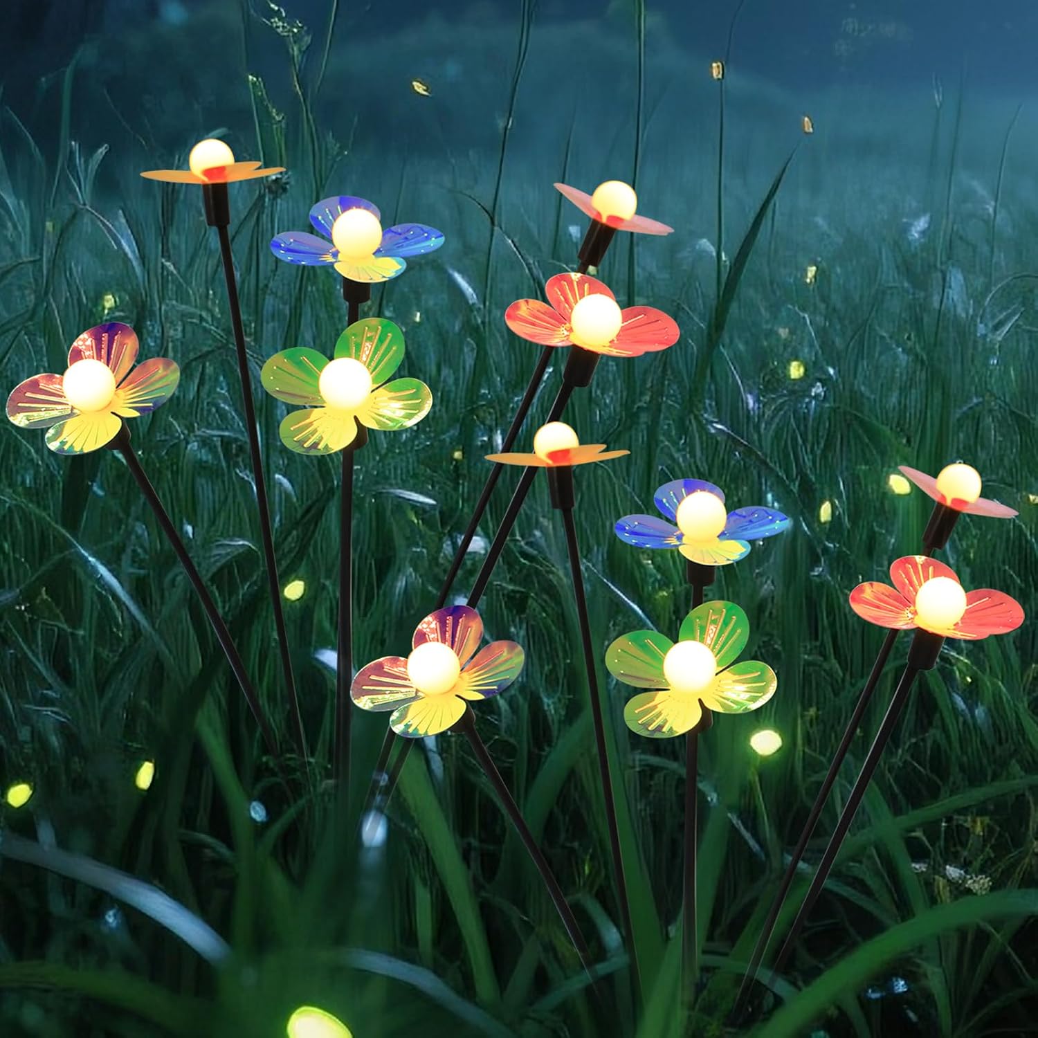 Stück Wasserdichte Solar-blumenlichter Für Den Außenbereich – Mit 32 Leds – Dekorative Solar-glühwürmchenlichter Für Garten, Vorplatz Und Hinterhof