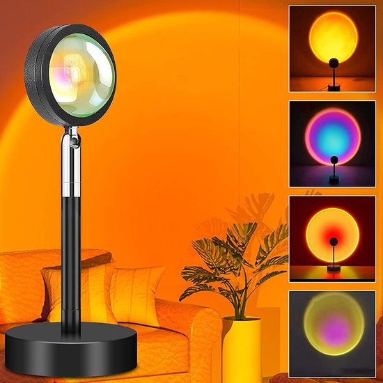 Sonnenuntergangslampe Regenbogenlichtprojektor Sonnenuntergangslampe 360 Grad Drehung 16 Mehrfarbige Lichteffekte Led Regenbogenprojektor Mit Fer