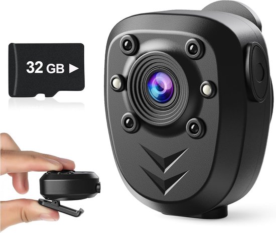 1080p Körperkamera Versteckt, Kabellos 32 Gb Nachtsicht Rekorder Für Sicherheit, Zuhause Und Draußen