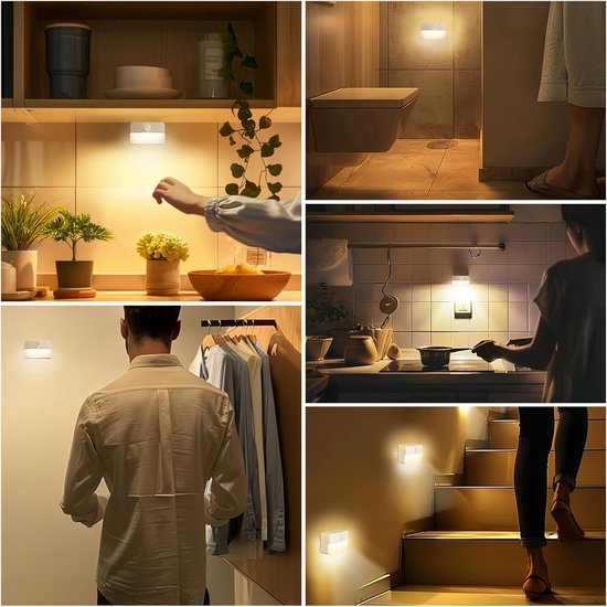 8 Teiliges Led Nachtlicht Set Mit Bewegungsmelder Batteriebetrieben, Selbstklebend, Kabellos Für Treppenhaus, Flur, Kleiderschrank, Küche, Schlaf