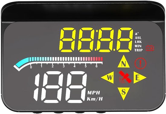 Head Up Display (hud) Mit Digitalem Tachometer, Gps Tachometer, Universeller Anzeige In Km/h Und Mph Mit Kompass, Geschwindigkeitswarnung Und Mul