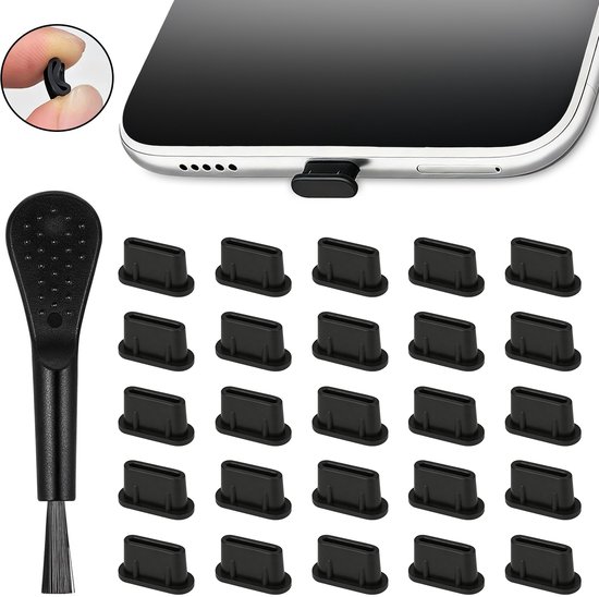 25er Packung Usb C Staubschutzstopfen Schwarze Silikon Staubstopper, Schutzkappen Für Typ C Anschlüsse, Abdeckkappen Für Usb C Ladeanschlüsse Ink