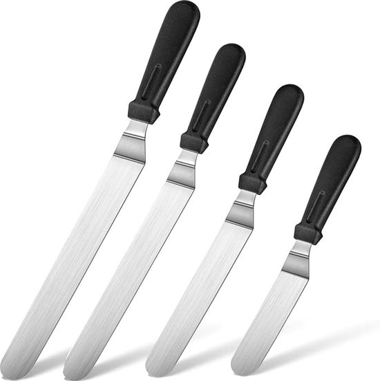 4er Set Spritzbeutelmesser Tortenspatel Edelstahl Schwarz