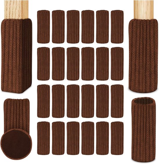 24er Pack Stuhlbeinschoner Elastische Möbelgleiter Gestrickte Stuhlsocken Mit Filz Verstärkte Unterseite Rutschfeste Pads Schützt Möbel, Tische U