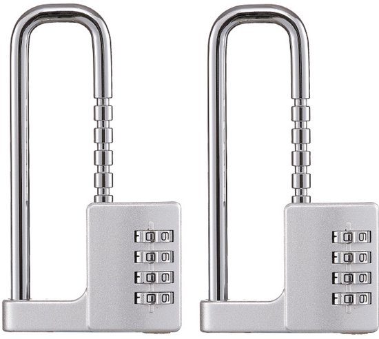 1 Stück U Förmiges Schrank Kombinationsschloss, 4 Stelliger Edelstahl Vorhängeschloss Mit Code, Verstellbarer 11,4 Cm Langer Manschettenverschlus