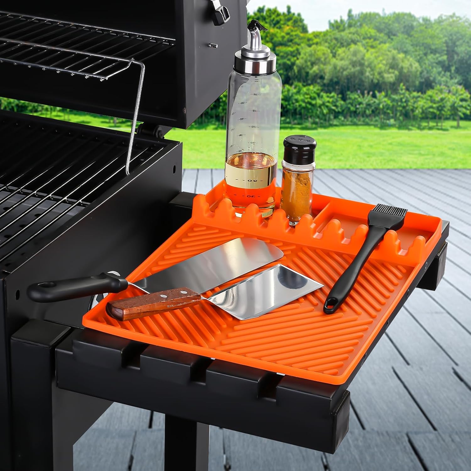 Silikon-werkzeugmatte Für Grillplatten – Mit Tropfschutz – Orange – Passend Für Blackstone, Weber, Traeger, Pit Boss – Grillzubehör