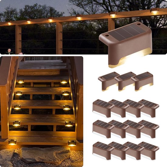 16 Stück Solarbetriebene Led Wandleuchten Solar Gartenbeleuchtung Gartenbeleuchtung Solarbetriebene Gartenbeleuchtung Außenleuchte Wandleuchte Fü