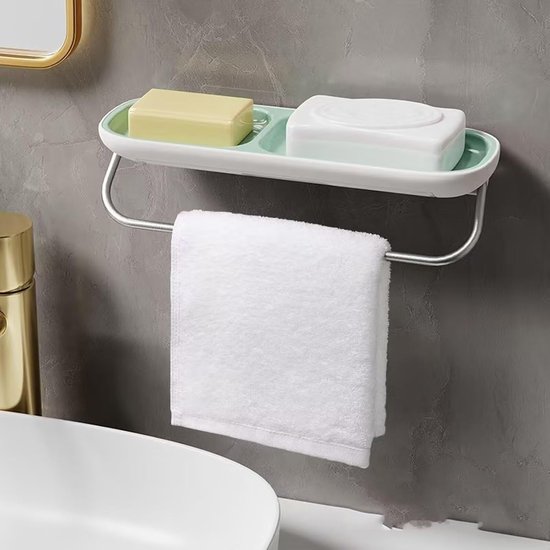 Wandseifenschale Mit Abfluss Selbstentleerender Seifenhalter Mit Handtuchhalter, Für Dusche, Bad Und Küche Grau 1 Stück
