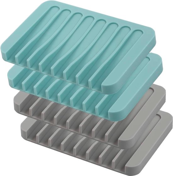 4er Pack Seifenhalter Selbstentleerende Seifenschalen Hochwertiges Silikon Wasserfall Abtropfgestell Für Badezimmer, Küche, Badewanne, Verlängert