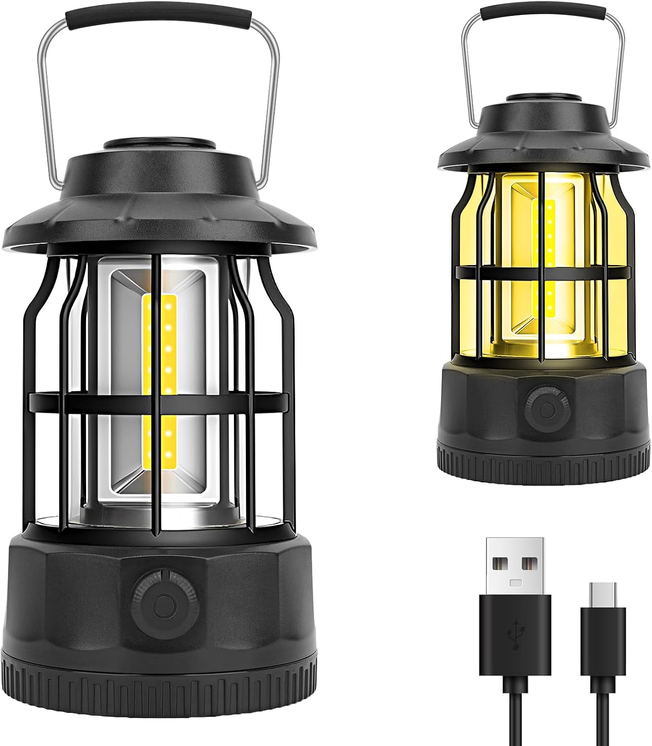 Notlampe Mit Aufhängehaken Retro Campinglaterne, Wiederaufladbar Per Usb Stufenlos Dimmbar Wasserdicht Für Zelt Und Outdoor Aktivitäten Camping U