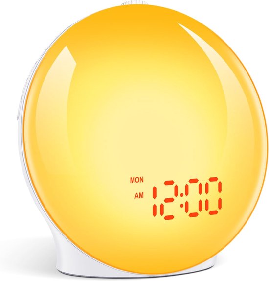 Lichtwecker, Tageslichtwecker Mit Sonnenaufgangs Und Sonnenuntergangssimulation, Wecker Mit Lichtfunktion Und Zwei Alarmen, 7 Naturgeräuschen Und