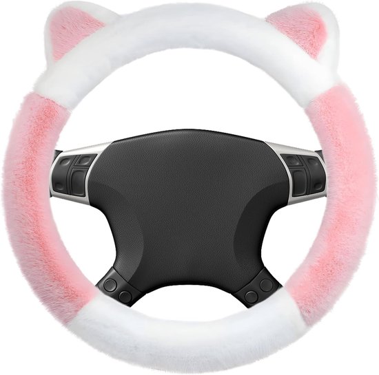 Luxuriöser Lenkradbezug Mit Ohren Rosa Und Weiß