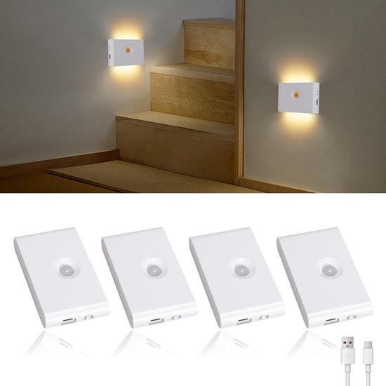 Wiederaufladbares Nachtlicht, Treppenbeleuchtung Mit Bewegungssensor, Für Flure, Treppenhäuser, Badezimmer, Schlafzimmer, Küchen, Magnetische Bef