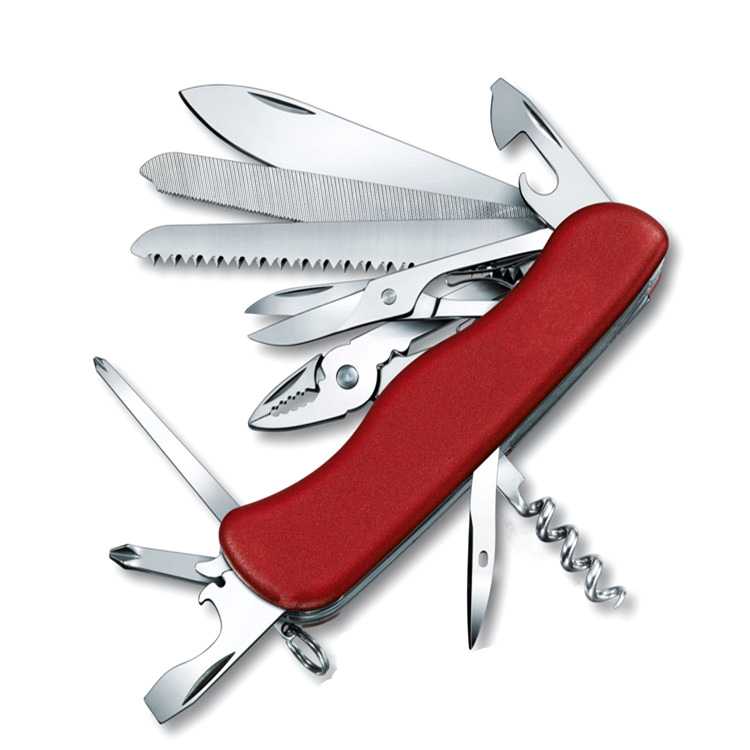 Schweizer Taschenmesser, Multifunktionswerkzeug, 2 Funktionen: Klinge, Schere, Flaschenöffner Rot.