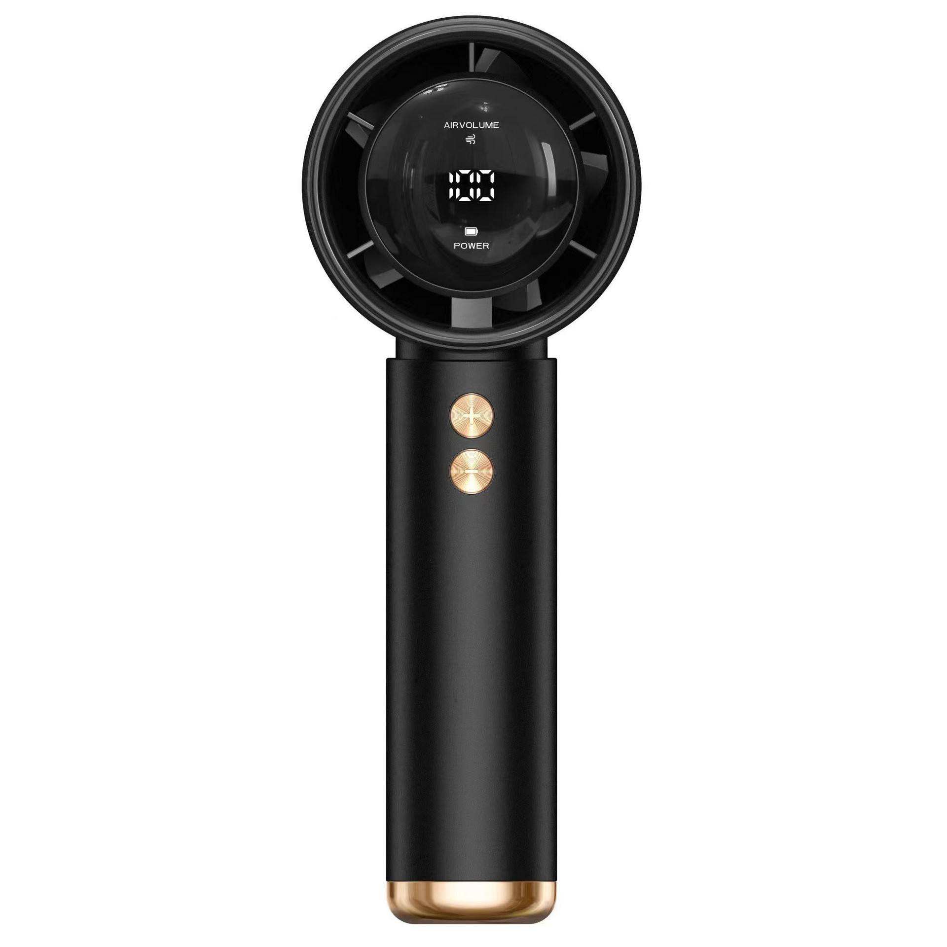 Handventilator Mit Turbofunktion Und Usb-c-anschluss – Wiederaufladbarer Mini-ventilator Mit 1200-mah-akku, Schwarz