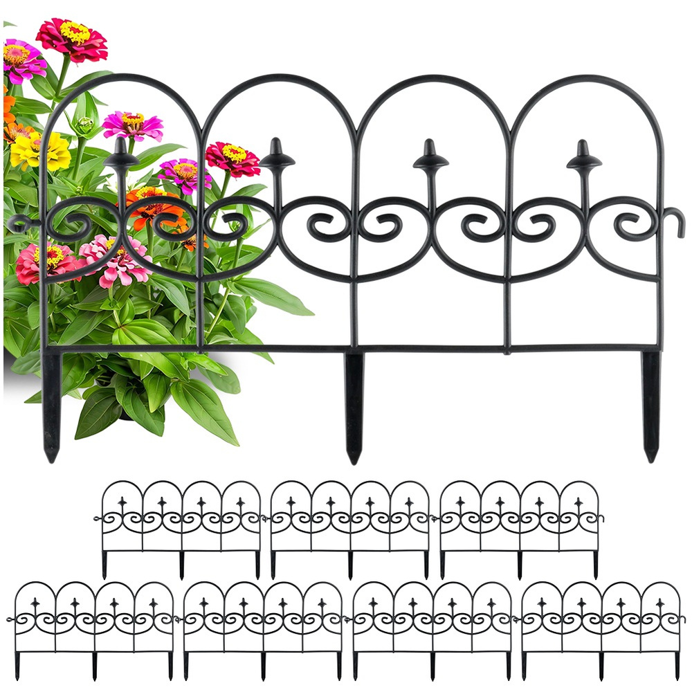 Schwarzer Gartenzaun 59,5x24 Cm 8 Stück.