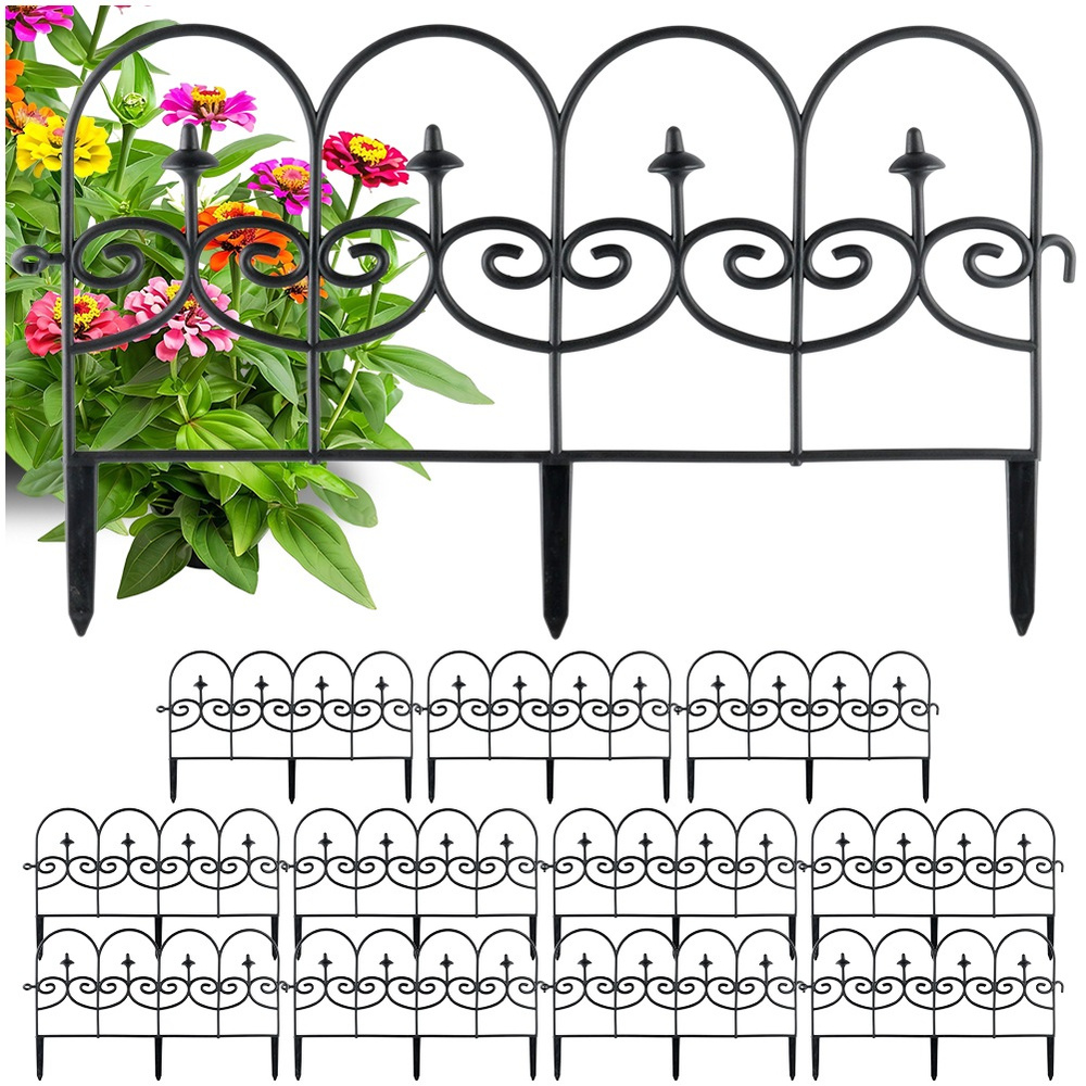 Schwarzer Gartenzaun 59,5 X 24 Cm 12 Stück.
